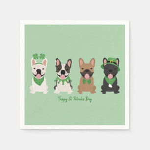 Happy St Patricks Day French Bulldogs Napkin