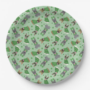 Happy St Patricks Day French Bulldogs Paper Plate