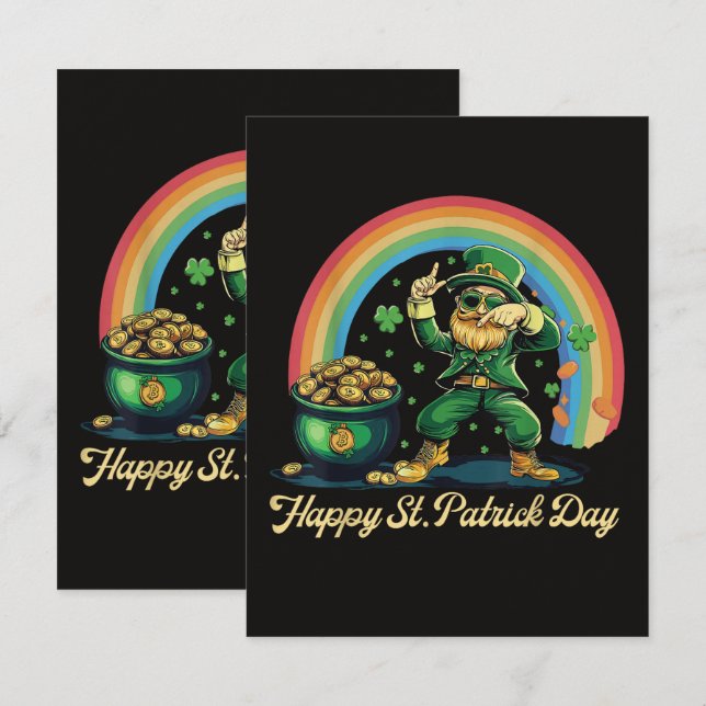 Happy St Patricks Day Funny Leprechaun Card (Front/Back)