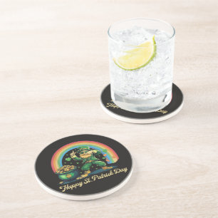 Happy St Patricks Day Funny Leprechaun Coaster