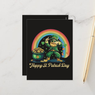 Happy St Patricks Day Funny Leprechaun Holiday Postcard