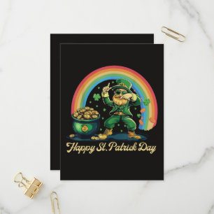 Happy St Patricks Day Funny Leprechaun Invitation Postcard
