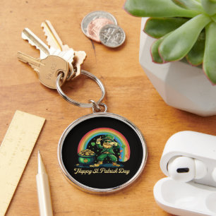 Happy St Patricks Day Funny Leprechaun Key Ring