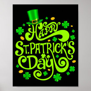 Happy st patricks day funny shamrock irish men poster