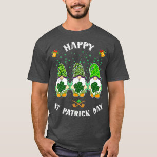 Happy St Patrick's Day Funny Three Gnomes Holding  T-Shirt