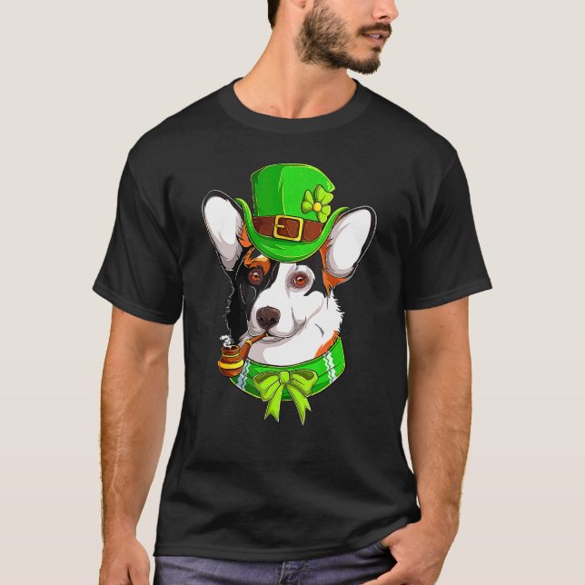 Happy St Patrick's Day Funy Saint Patricks Corgi D T-Shirt (Front)