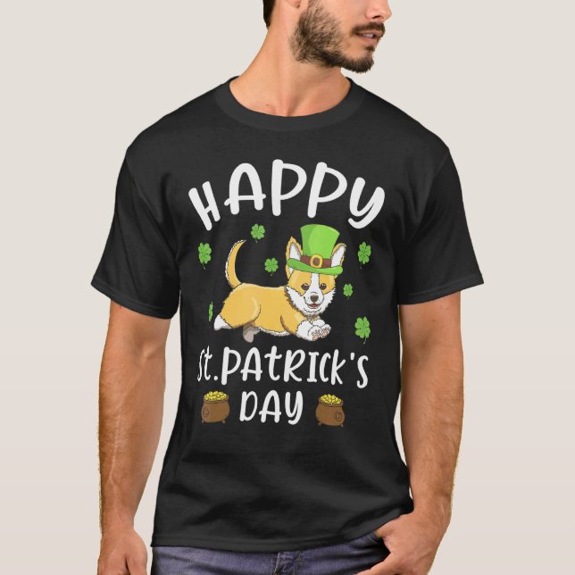 Happy St Patricks Day Funy Saint Patricks Corgi Do T-Shirt (Front)