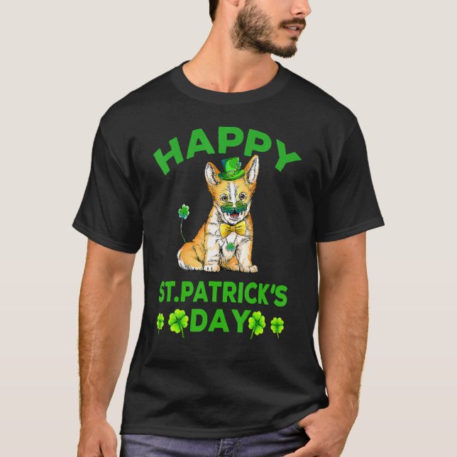 Happy St  Patrick's Day Funy Saint Patricks Corgi  T-Shirt (Front)