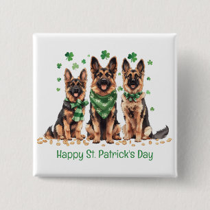 Happy St. Patrick's Day German Shepherd Dogs 15 Cm Square Badge