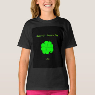 Happy St.  Patrick's Day Girls Black Basic T Shirt