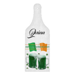Happy St. Patrick's Day Glass Cutting Board Beer