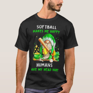 Happy St Patrick's Day Gnome Shamrock With Softbal T-Shirt