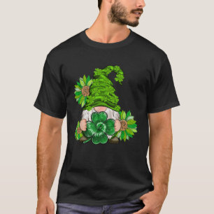 Happy St Patrick's Day Gnome with Leopard Sunflowe T-Shirt