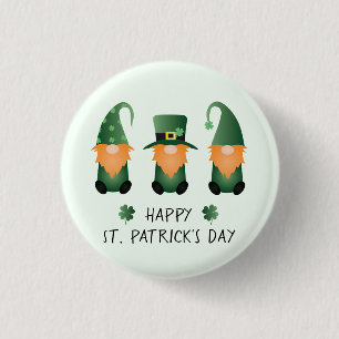 Happy St Patricks Day Gnomes Green 3 Cm Round Badge