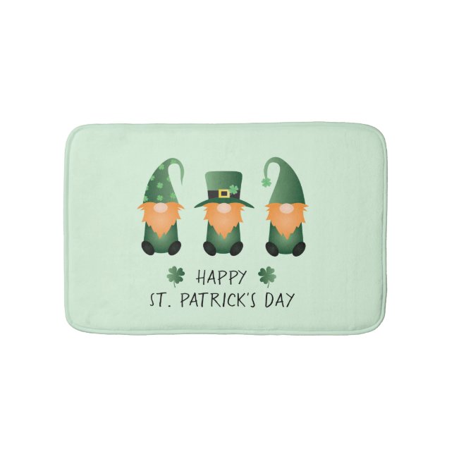 Happy St Patricks Day Gnomes Green Bath Mat (Front)