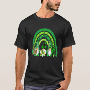 Happy St Patrick's Day Gnomes Rainbow Lucky Clover T-Shirt