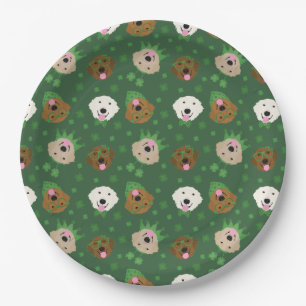 Happy St Patricks Day Golden Retriever Dogs Paper Plate
