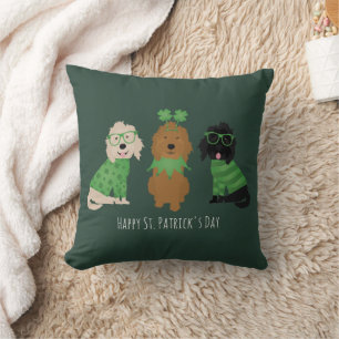 Happy St Patricks Day Goldendoodle Dogs Cushion