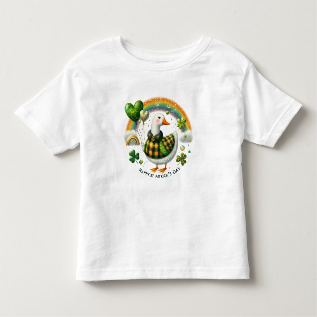 Happy St. Patrick's Day Goose Toddler T-Shirt (Front)