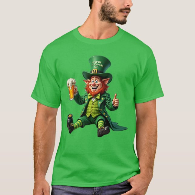 Happy St Patricks Day Graphic Design T-Shirt (Front)