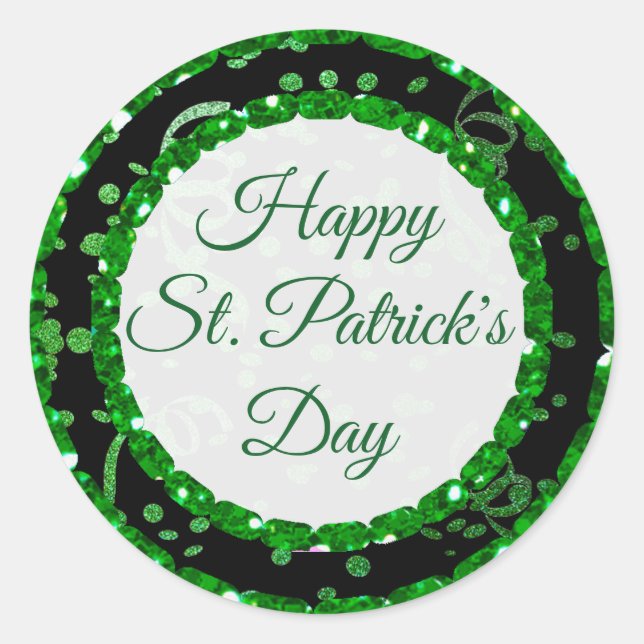 Happy St Patrick's Day Green Black Stickers (Front)
