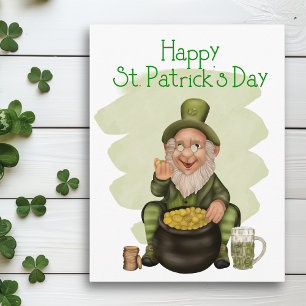 Happy St. Patrick's Day Green Leprechaun Postcard
