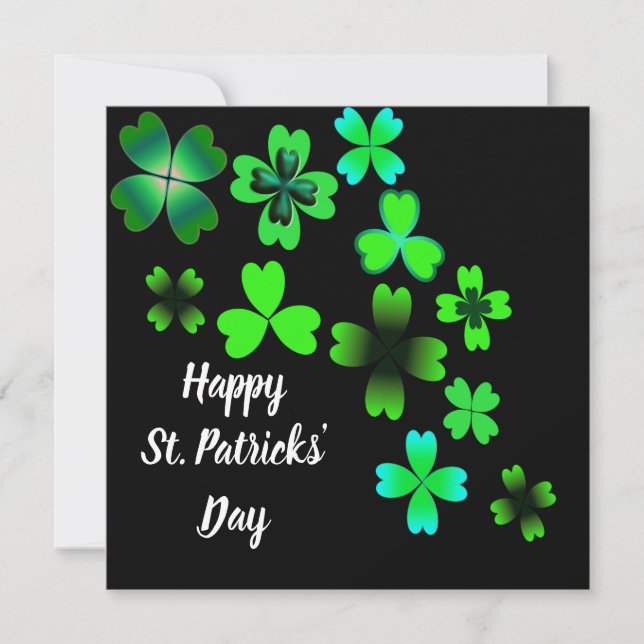Happy St. Patrick's Day, Green Lucky Shamrock Card (Front)