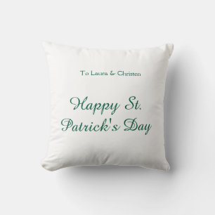 Happy St. Patrick's day green name date simple min Cushion