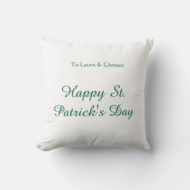 Happy St. Patrick's day green name date simple min Cushion (Front)