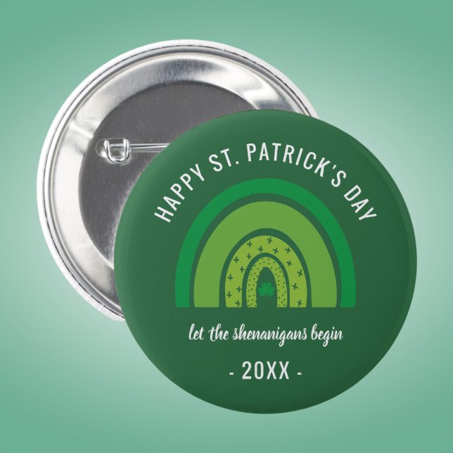 Happy St Patricks Day Green Rainbow Irish Shamrock 6 Cm Round Badge (Creator Uploaded)