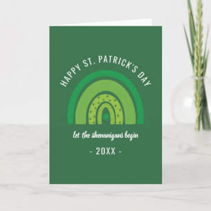 Happy St Patricks Day Green Rainbow Irish Shamrock Card