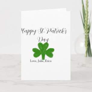 Happy St. Patrick's day green shamrock name Card