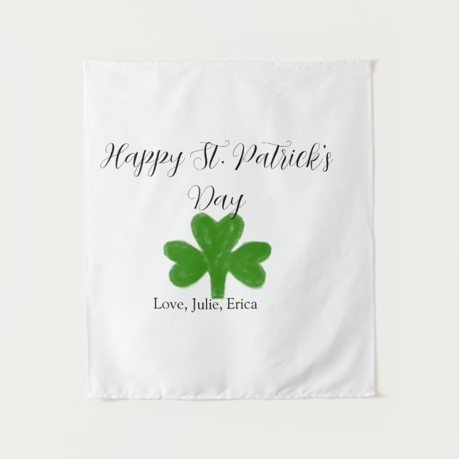 Happy St. Patrick's day green shamrock name  Tapestry (Front)