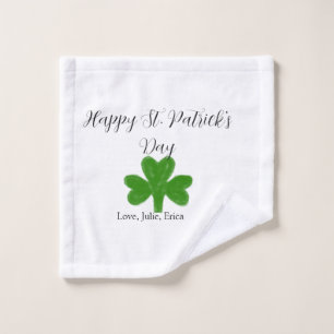 Happy St. Patrick's day green shamrock name Wash Cloth