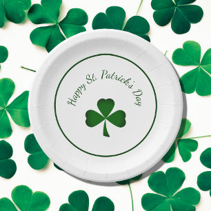 Happy St. Patrick's Day Green shamrock  Paper Plate