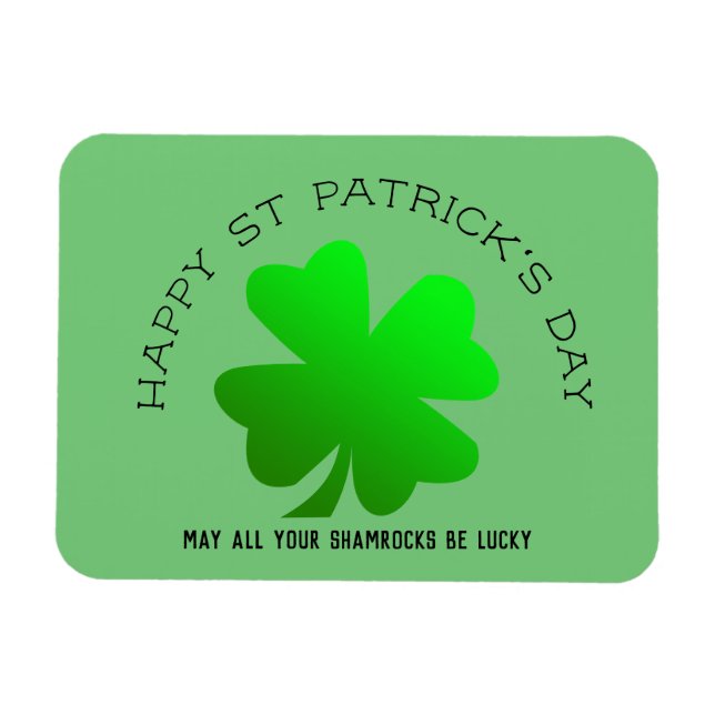 Happy St Patrick's Day green shamrock personalised Magnet (Horizontal)