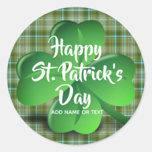 Happy St Patricks Day Green Shamrock Personalized Classic Round Sticker