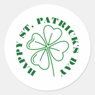 Happy St. patrick's day green Shamrocks family Classic Round Sticker