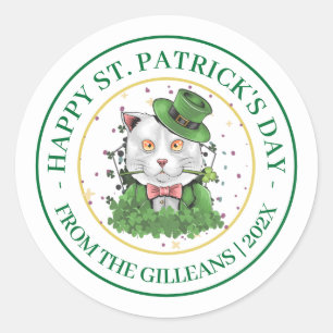 Happy St. patrick's day green Shamrocks family Classic Round Sticker
