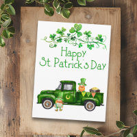 Happy St. Patrick's Day Green Truck Gnomes