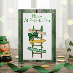 Happy St. Patrick's Day Green WoodPostcard Holiday Card