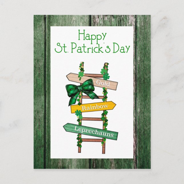 Happy St. Patrick's Day Green WoodPostcard Postcard (Front)