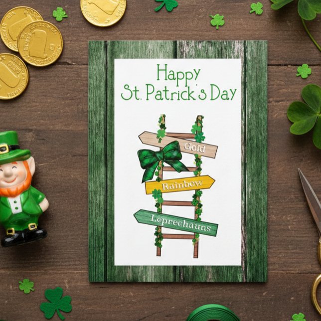 Happy St. Patrick's Day Green WoodPostcard Postcard (Creator Uploaded)