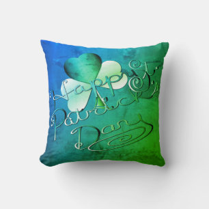 "Happy St. Patrick's Day" Hand-written W/Shamrock Cushion