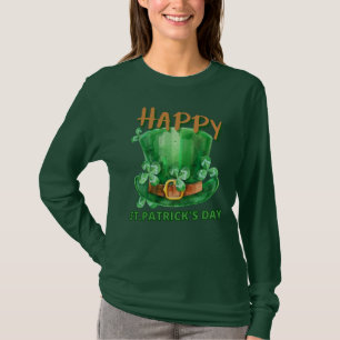 Happy st.Patrick's Day Hat and clovers T-Shirt