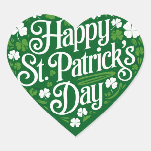 Happy St Patrick's Day  Heart Sticker