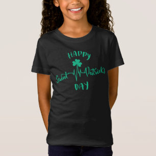 Happy St Patricks Day Heartbeat pulse Shamrock T-Shirt