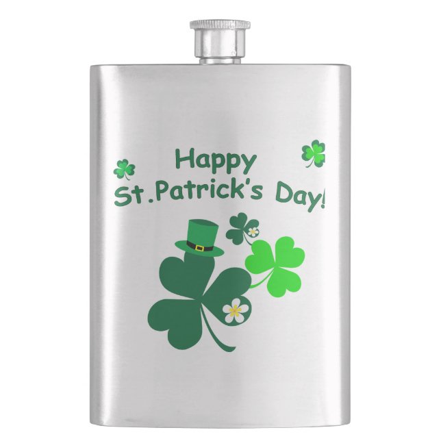 Happy St. Patrick's Day Hip Flask (Front)
