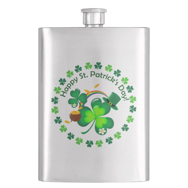 Happy St. Patrick's Day Hip Flask (Front)
