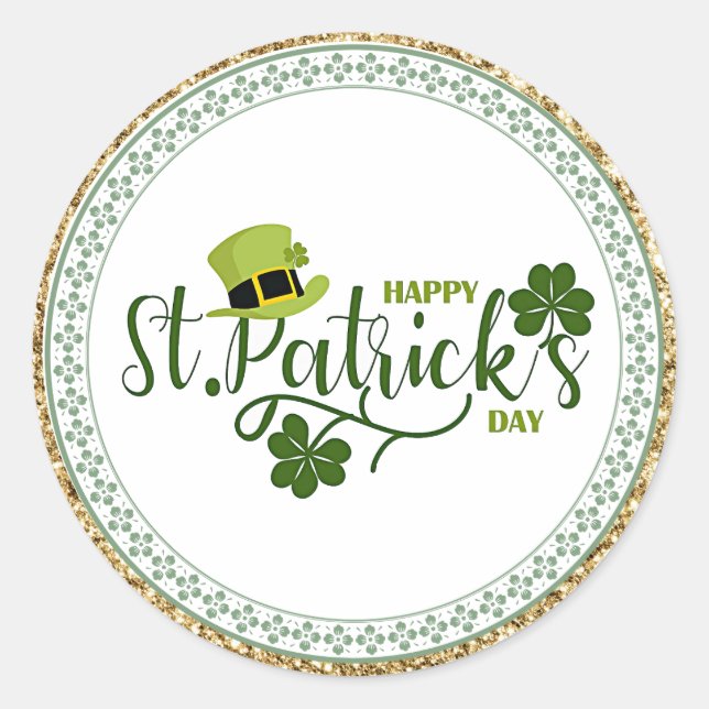 Happy St. Patrick's Day, holiday design, Classic Round Sticker (Front)
